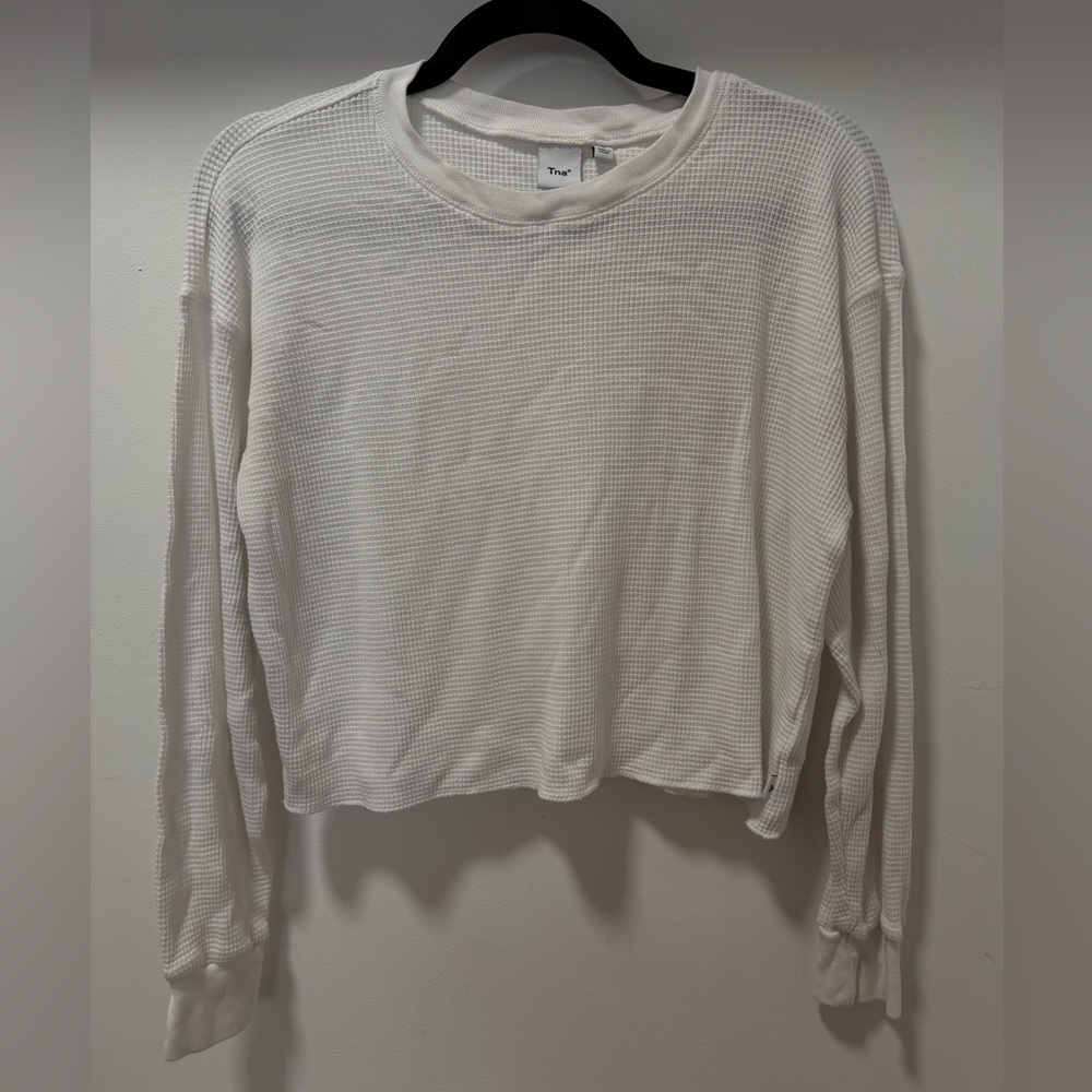 TNA White Textured Knit Top